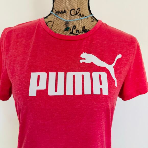 PUMA Womens Heather Pink Crew Neck Essential Logo Tee Shirt Size Medium - Picture 6 of 9